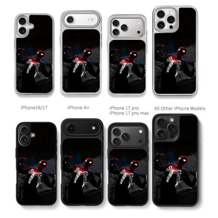 Dark splash art Spiderman shooting spider webs Chris Brown Phone Case Black Electroplated Silver For Iphone 11 To 17