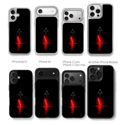 Darth Vader with red lightsaber dark reflective Star Wars artwork Chris Brown Phone Case Black Electroplated Silver For Iphone 11 To 17