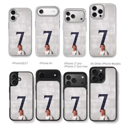 David Beckham England No7 Football Jersey Artwork Chris Brown Phone Case Black Electroplated Silver For Iphone 11 To 17