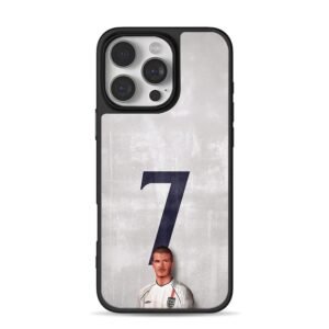 David Beckham England No7 Football Jersey Artwork iPhone 16 Pro Max Black Case