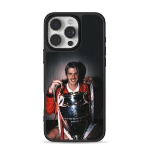 David Beckham holds Man Utd Champions League trophy iPhone 16 Pro Max Black Case