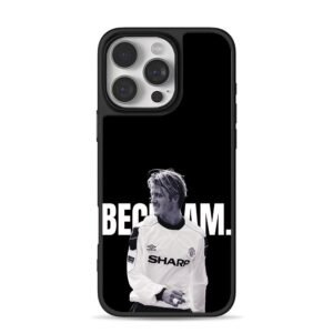 David Beckham in Man Utd jersey with BECKHAM text iPhone 16 Pro Max Black Case