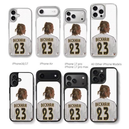 David Beckham in Real Madrid 23 jersey back view Chris Brown Phone Case Black Electroplated Silver For Iphone 11 To 17