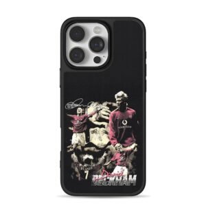 David Beckham Man Utd football collage autograph iPhone 16 Pro Max Black Case
