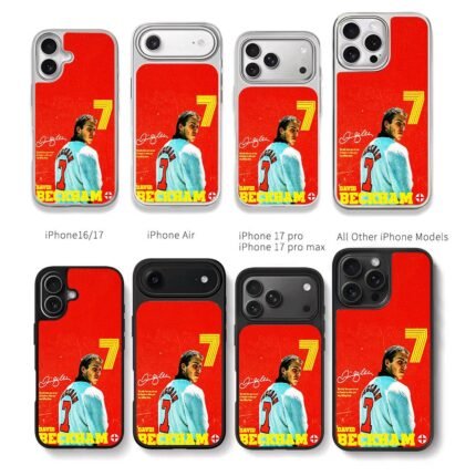 David Beckham No 7 soccer retro red graphic print Chris Brown Phone Case Black Electroplated Silver For Iphone 11 To 17