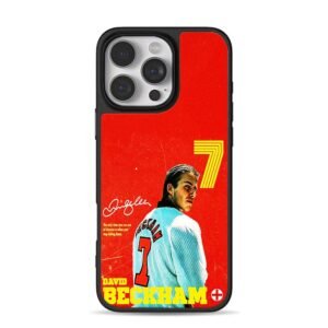 David Beckham No 7 soccer retro red graphic print iPhone 16 Pro Max Black Case