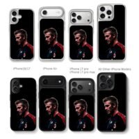 David Beckham wearing AC Milan football jersey on black background Chris Brown Phone Case Black Electroplated Silver For Iphone 11 To 17