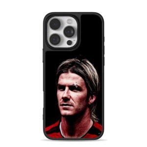 David Beckham with a forehead bandage wearing red black jersey iPhone 16 Pro Max Black Case