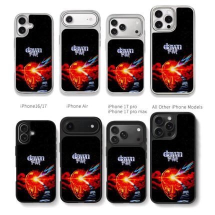 Dawn FM The Weeknd red face rainbow shooting star Chris Brown Phone Case Black Electroplated Silver For Iphone 11 To 17