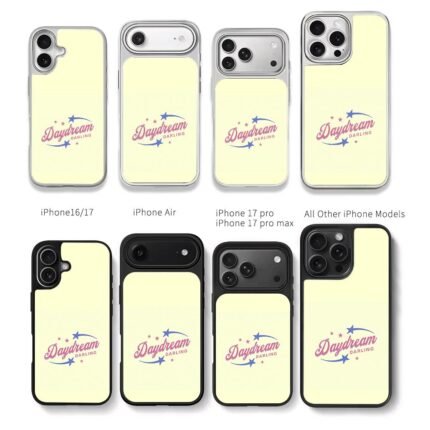Daydream Darling pink blue stars on pale yellow Chris Brown Phone Case Black Electroplated Silver For Iphone 11 To 17