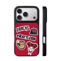 Dbacks baseball stickers rattlesnake cap glove red iPhone 17 Pro Max Black Case