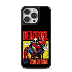 Deadpool hugging Wolverine comic art with speech bubbles Phone Case for iPhone 11-17 & Samsung Galaxy S24-S26