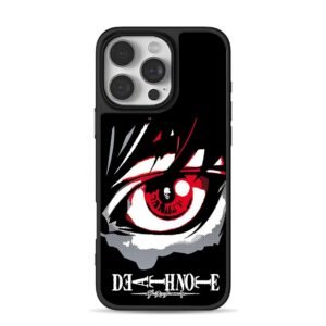 Death Note anime red eye with skull pupil art iPhone 16 Pro Max Black Case
