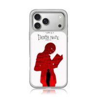 Death Note red Light silhouette reading with tiny L iPhone 17 Pro Max Electroplated Silver Case1