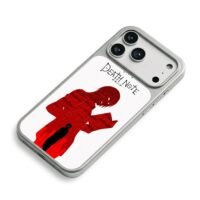 Death Note red Light silhouette reading with tiny L iPhone 17 Pro Max Electroplated Silver Case2