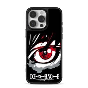 Death Note themed red anime eye with skull in iris iPhone 16 Pro Max Black Case