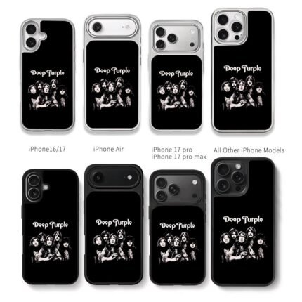 Deep Purple band logo and their group portrait on black background Chris Brown Phone Case Black Electroplated Silver For Iphone 11 To 17