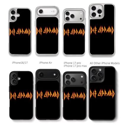 Def Leppard band logo yellow red outline on black Chris Brown Phone Case Black Electroplated Silver For Iphone 11 To 17