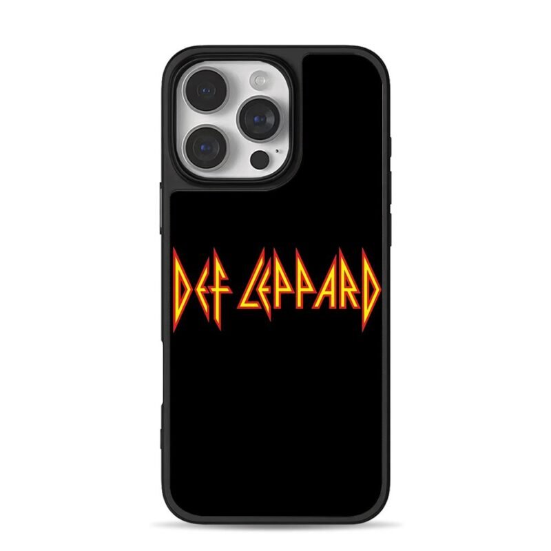 Def Leppard band logo yellow red outline on black iPhone 16 Pro Max Black Case