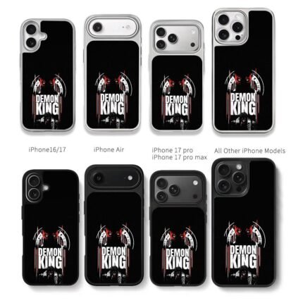 Demon King text masked demon red black graphic Chris Brown Phone Case Black Electroplated Silver For Iphone 11 To 17