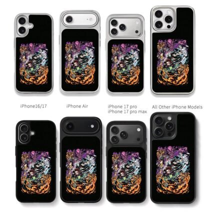 Demon Slayer Tanjiro fighting demons anime art Chris Brown Phone Case Black Electroplated Silver For Iphone 11 To 17