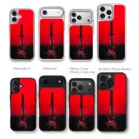 Demon Slayer Tanjiro Katana Bloody Water Dark Anime Art Chris Brown Phone Case Black Electroplated Silver For Iphone 11 To 17