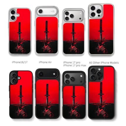 Demon Slayer Tanjiro Katana Bloody Water Dark Anime Art Chris Brown Phone Case Black Electroplated Silver For Iphone 11 To 17