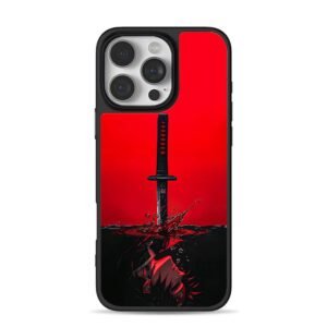 Demon Slayer Tanjiro Katana Bloody Water Dark Anime Art iPhone 16 Pro Max Black Case
