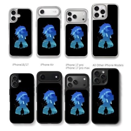 Demon Slayer Tanjiro silhouette sakura warrior art Chris Brown Phone Case Black Electroplated Silver For Iphone 11 To 17