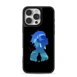 Demon Slayer Tanjiro silhouette sakura warrior art iPhone 16 Pro Max Black Case