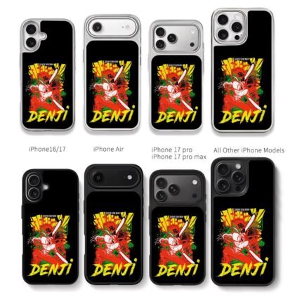 Denji Chainsaw Man dynamic anime battle art Chris Brown Phone Case Black Electroplated Silver For Iphone 11 To 17