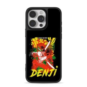Denji Chainsaw Man dynamic anime battle art iPhone 16 Pro Max Black Case