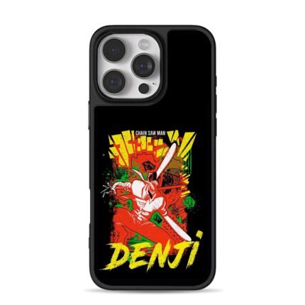 Denji Chainsaw Man dynamic anime battle art iPhone 16 Pro Max Black Case
