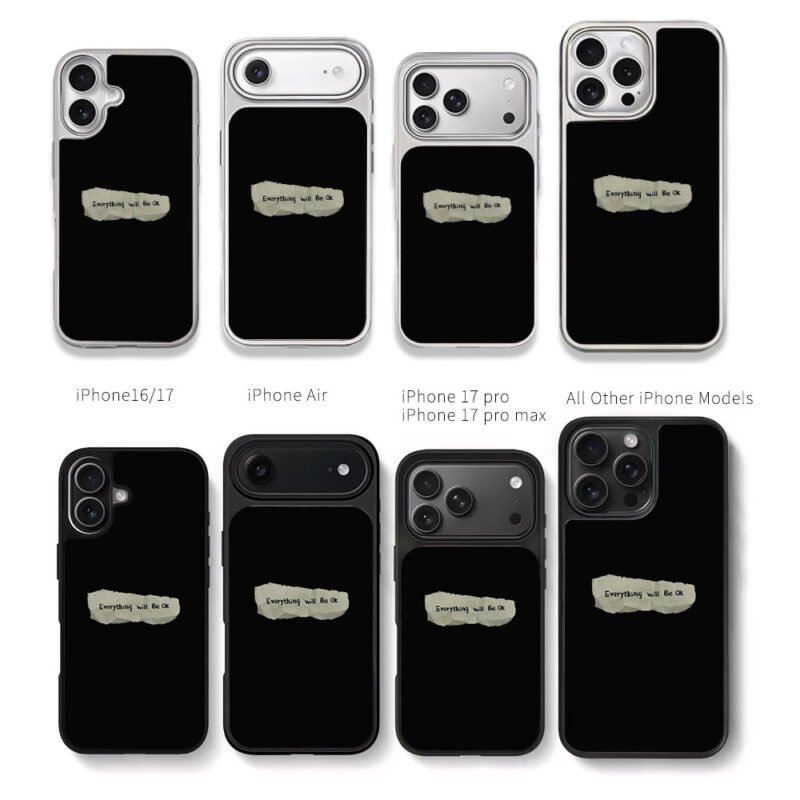 Everything will Be Ok note art Chris Brown Phone Case Black Electroplated Silver For Iphone 11 To 17