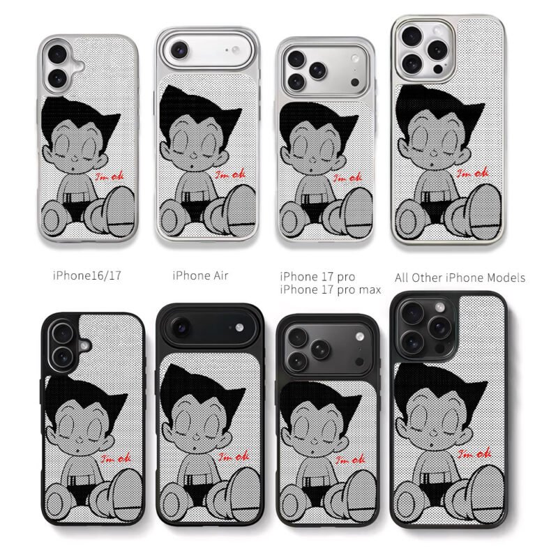 Sleepy Astro Boy Im ok print Chris Brown Phone Case Black Electroplated Silver For Iphone 11 To 17
