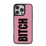 Vertical black BITCH on pink iPhone 16 Pro Max Black Case