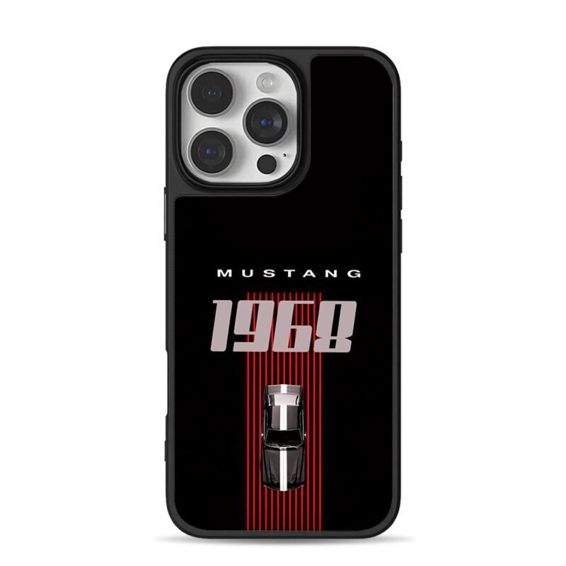 1968 Ford Mustang muscle car iPhone 16 Pro Max Black Case