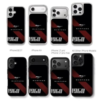 1968 Mustang Horse Red Stripe Chris Brown Phone Case Black Electroplated Silver For Iphone 11 To 17