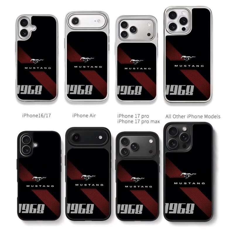 1968 Mustang Horse Red Stripe Chris Brown Phone Case Black Electroplated Silver For Iphone 11 To 17