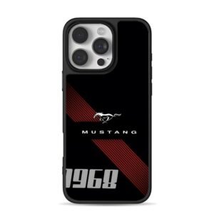 1968 Mustang Horse Red Stripe iPhone 16 Pro Max Black Case