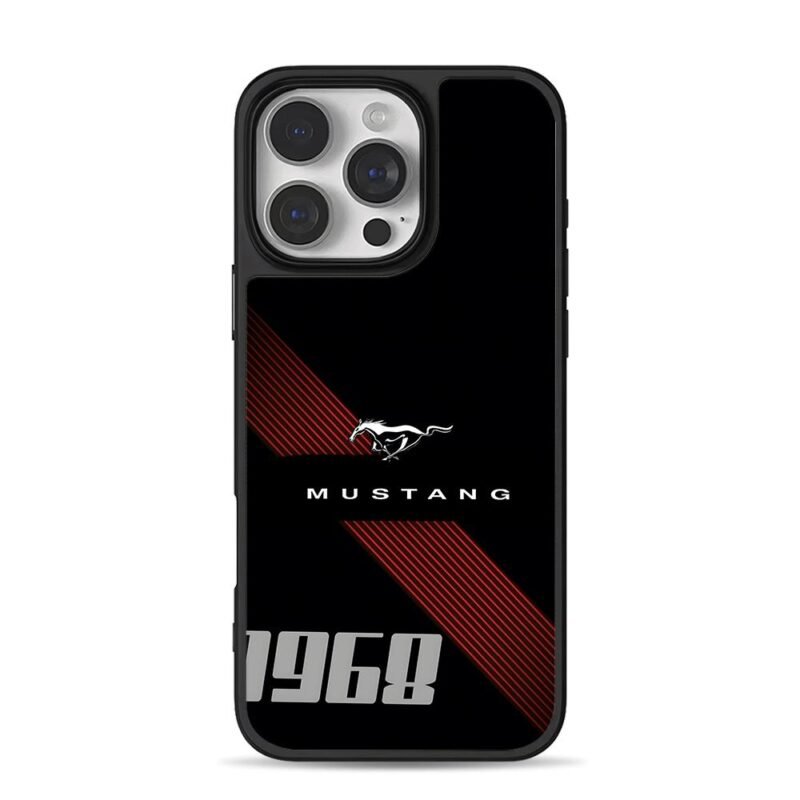 1968 Mustang Horse Red Stripe iPhone 16 Pro Max Black Case