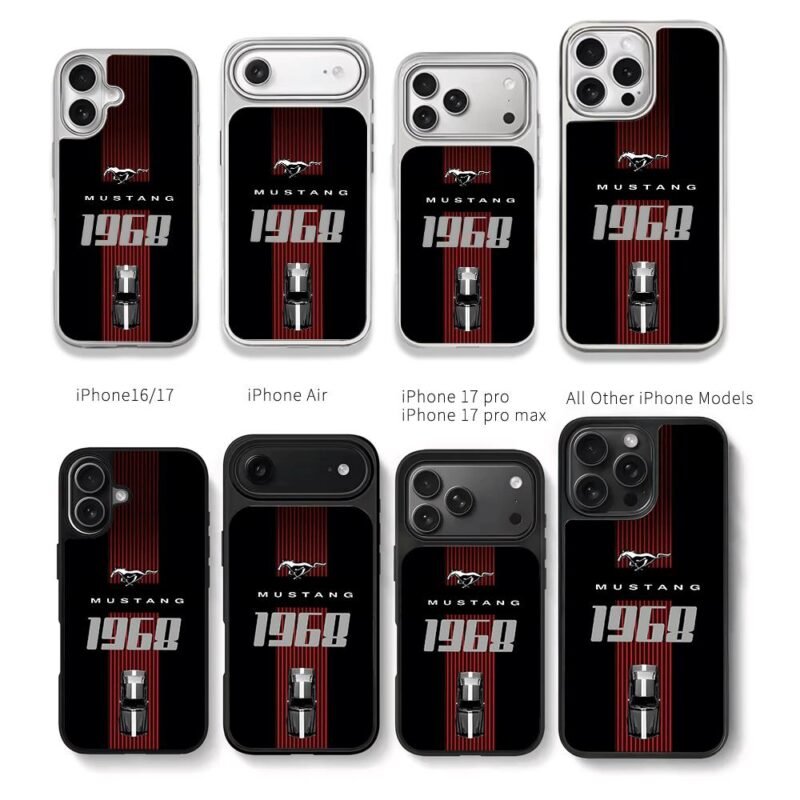 1968 Mustang horse stripes car Chris Brown Phone Case Black Electroplated Silver For Iphone 11 To 17