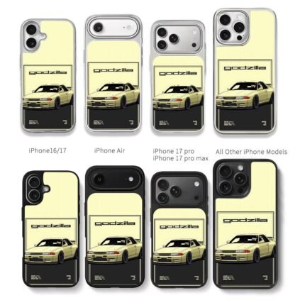 1992 Godzilla R32 Skyline art Chris Brown Phone Case Black Electroplated Silver For Iphone 11 To 17
