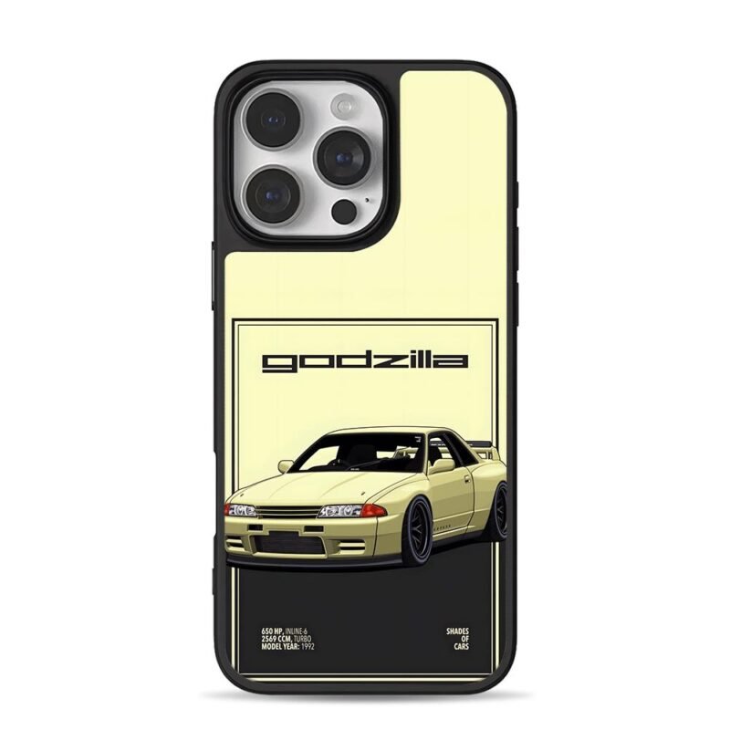 1992 Godzilla R32 Skyline art iPhone 16 Pro Max Black Case