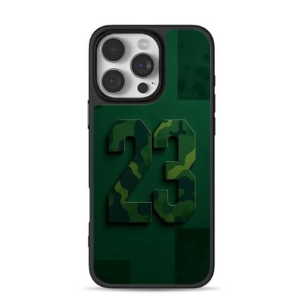 23 camo dark green pattern iPhone 16 Pro Max Black Case