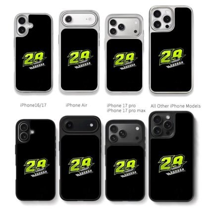 29 neon racing number logo RARAAA Chris Brown Phone Case Black Electroplated Silver For Iphone 11 To 17