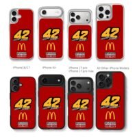 42 Kenseth McDonalds Ganassi Racing Chris Brown Phone Case Black Electroplated Silver For Iphone 11 To 17