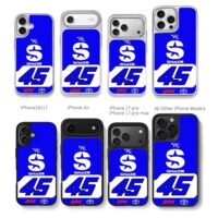 45 23XI TR SiriusXM Toyota Chris Brown Phone Case Black Electroplated Silver For Iphone 11 To 17