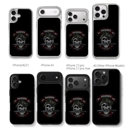 75th Ranger Skull Snake Knife Chris Brown Phone Case Black Electroplated Silver For Iphone 11 To 17