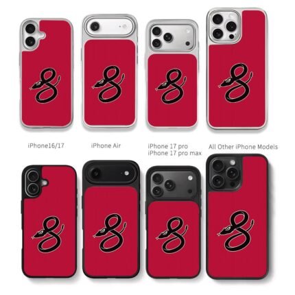 8 shape black snake on red Chris Brown Phone Case Black Electroplated Silver For Iphone 11 To 17